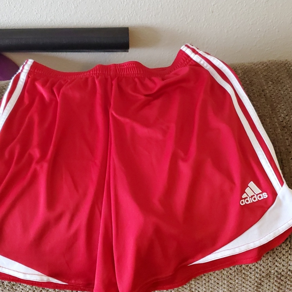 Red addidias shorts